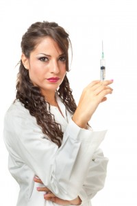 nurse with needle